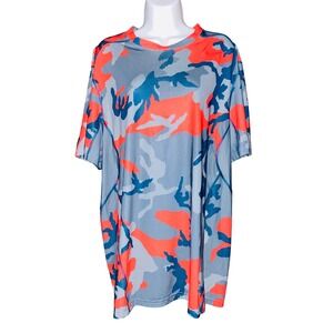 Nike Pro Combat Camo Athletic T Shirt Mens XL Gray Orange Blue Dry Fit Hypercool